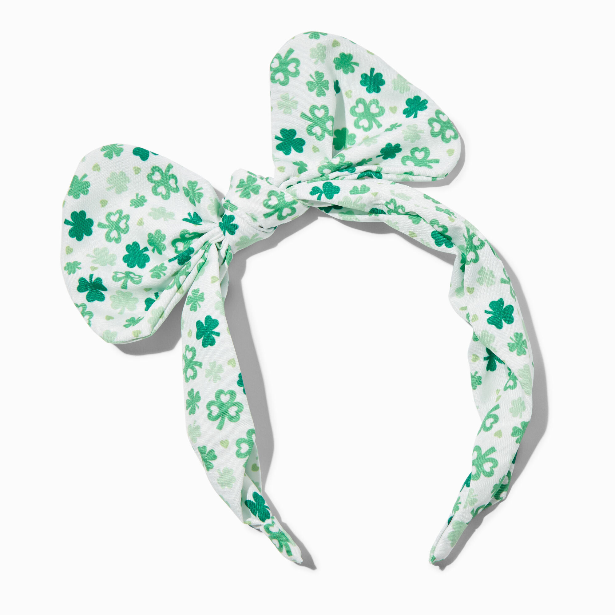 View Claires Shamrock Print Bow Headband information