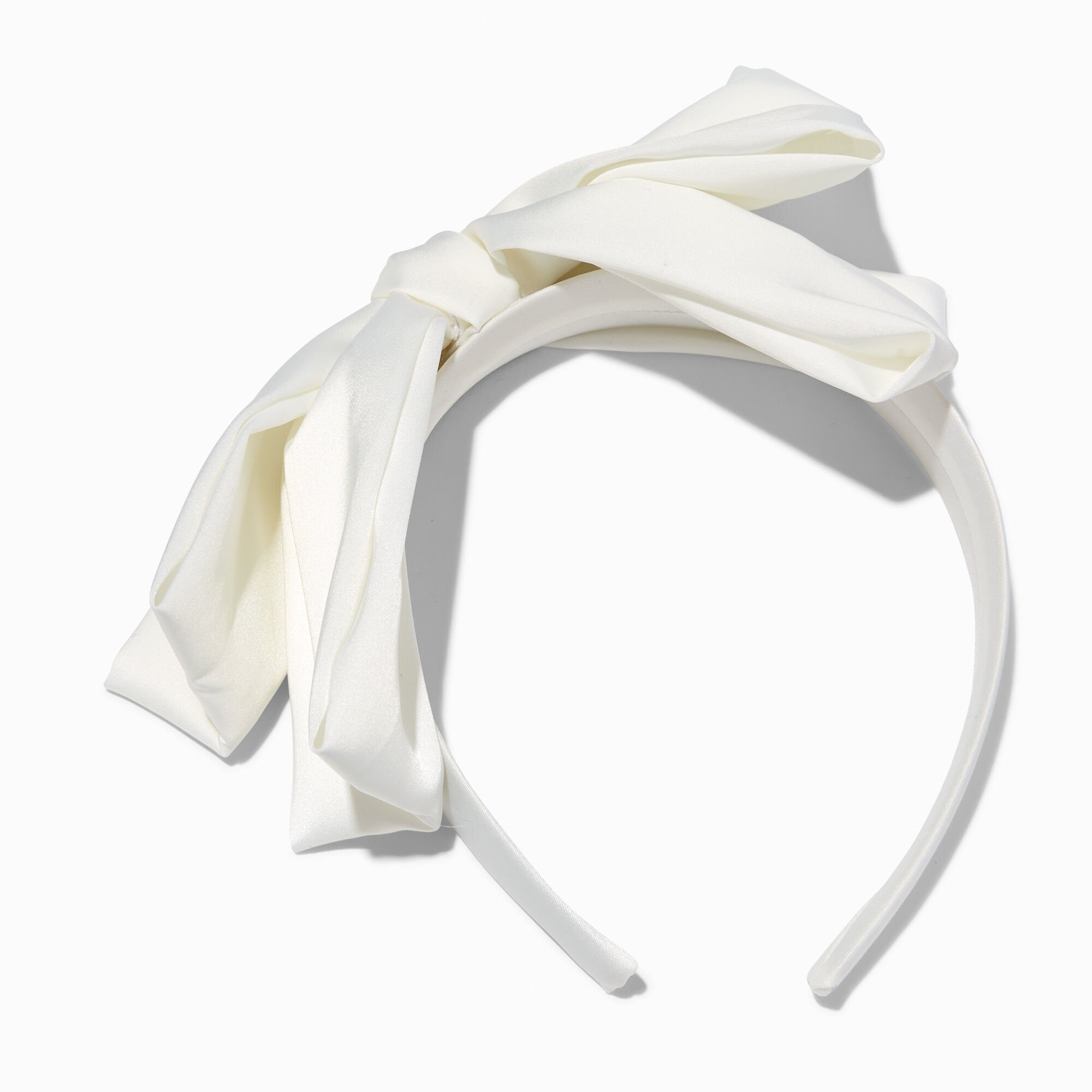 View Claires Silky Knotted Bow Headband White information