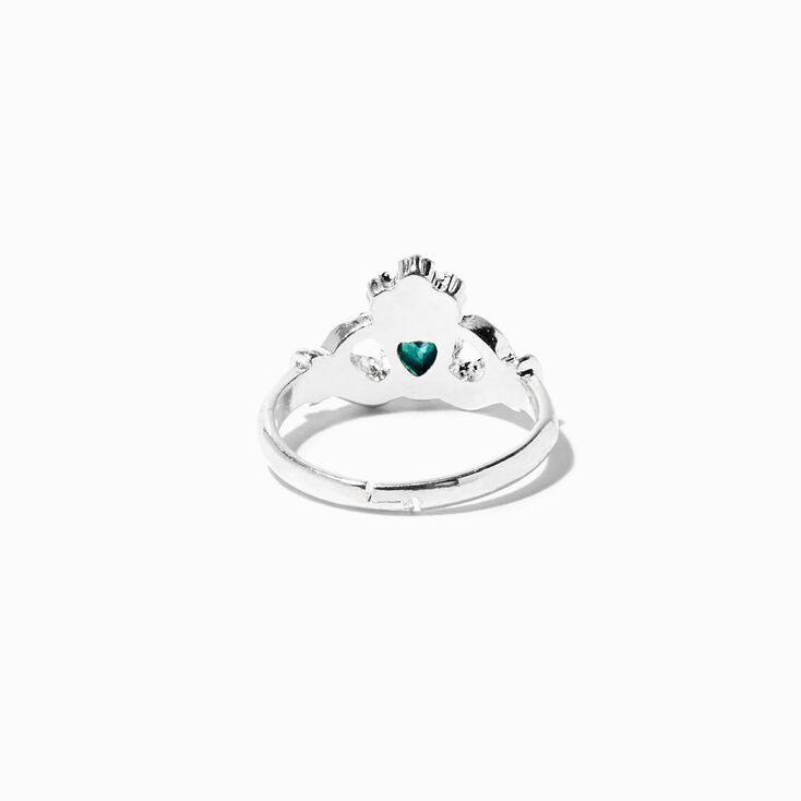 Silver Claddagh Birthstone Ring - March,