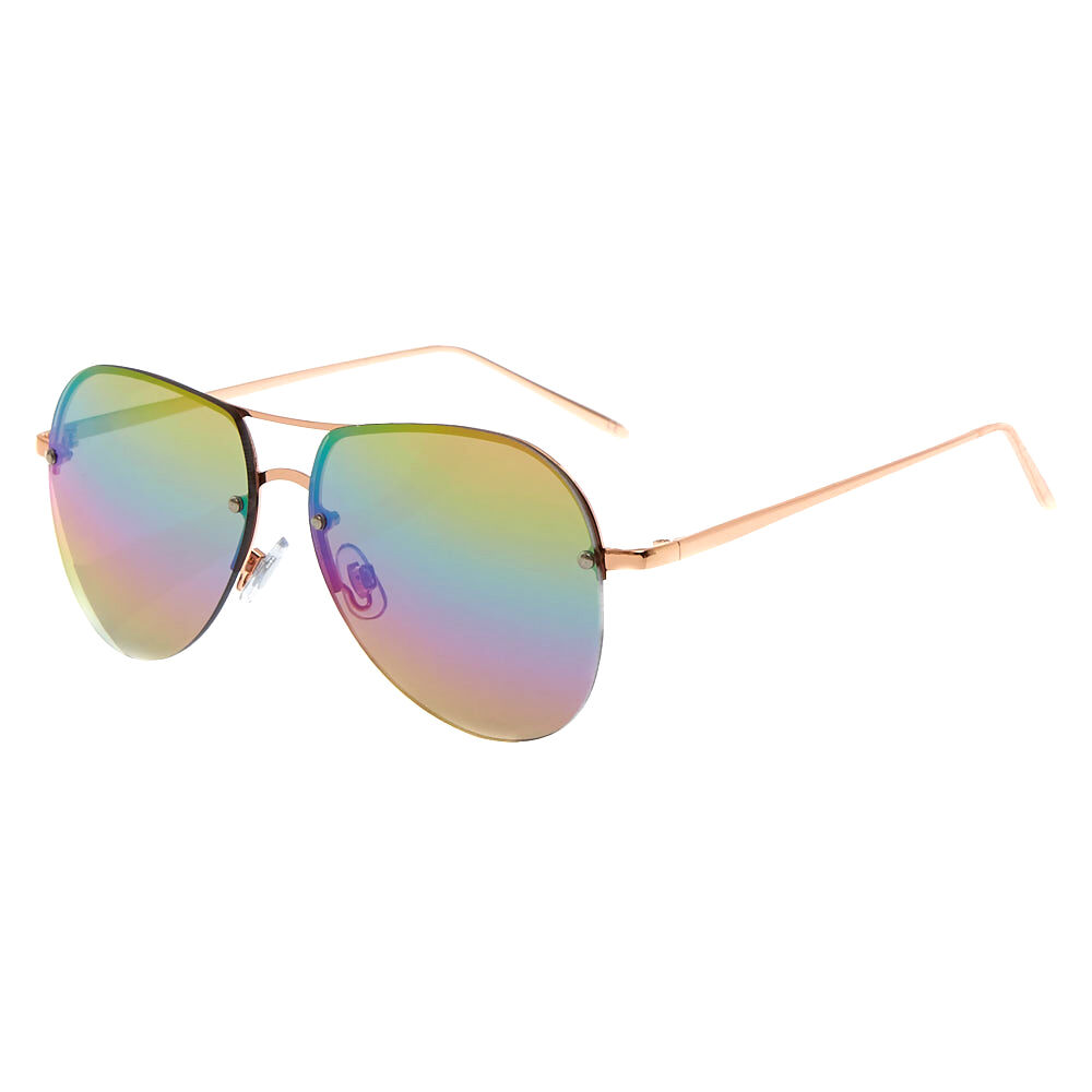 Rainbow Lens Rimless Aviator Sunglasses