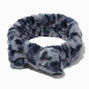Grey Leopard Furry Makeup Bow Headwrap,
