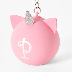 Initial Unicorn Stress Ball Keychain - Pink, P,