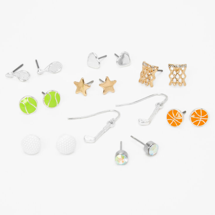 Sports Superstar Earrings - 9 Pack