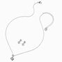 Silver-tone Cubic Zirconia Basic Round Jewelry Set - 2 Pack,