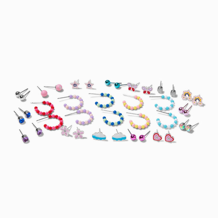 Clous d&#39;oreilles divers et cr&eacute;oles perl&eacute;es - Lot de 20,