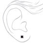 Black Cubic Zirconia 6mm Square Stud Earrings,