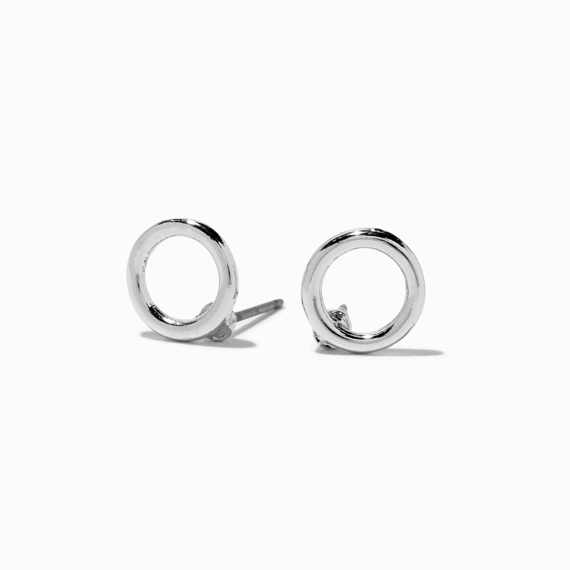 Silver Circle 8MM Stud Earrings,