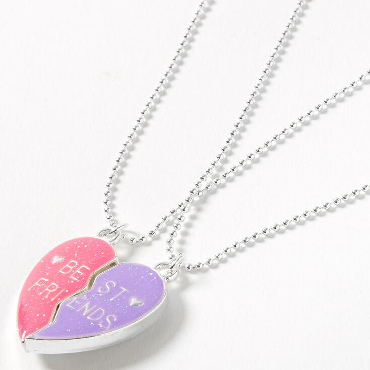 Best Friends Pink &amp; Purple Heart Pendant Necklaces - 2 Pack,