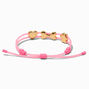 Gold-tone Paw, Bone &amp; Heart Charm Pink Bolo Bracelet,