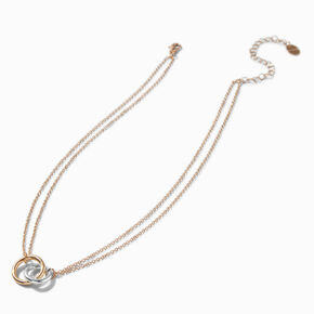 Mixed Metal Interlocking Circles Multi-Strand Necklace ,