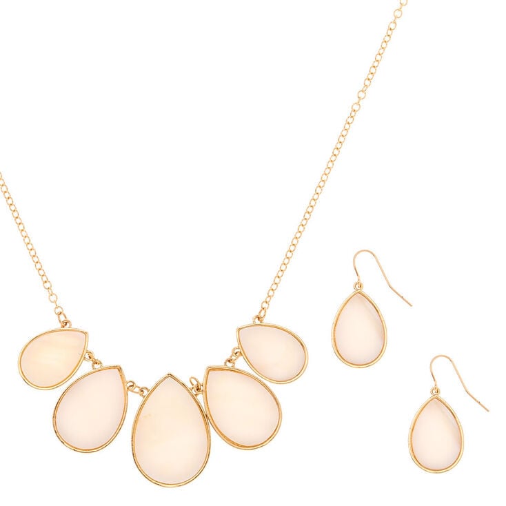 Claire's Parure de bijoux en gouttes blanches et écaille couleur doré, lot de 2 articles