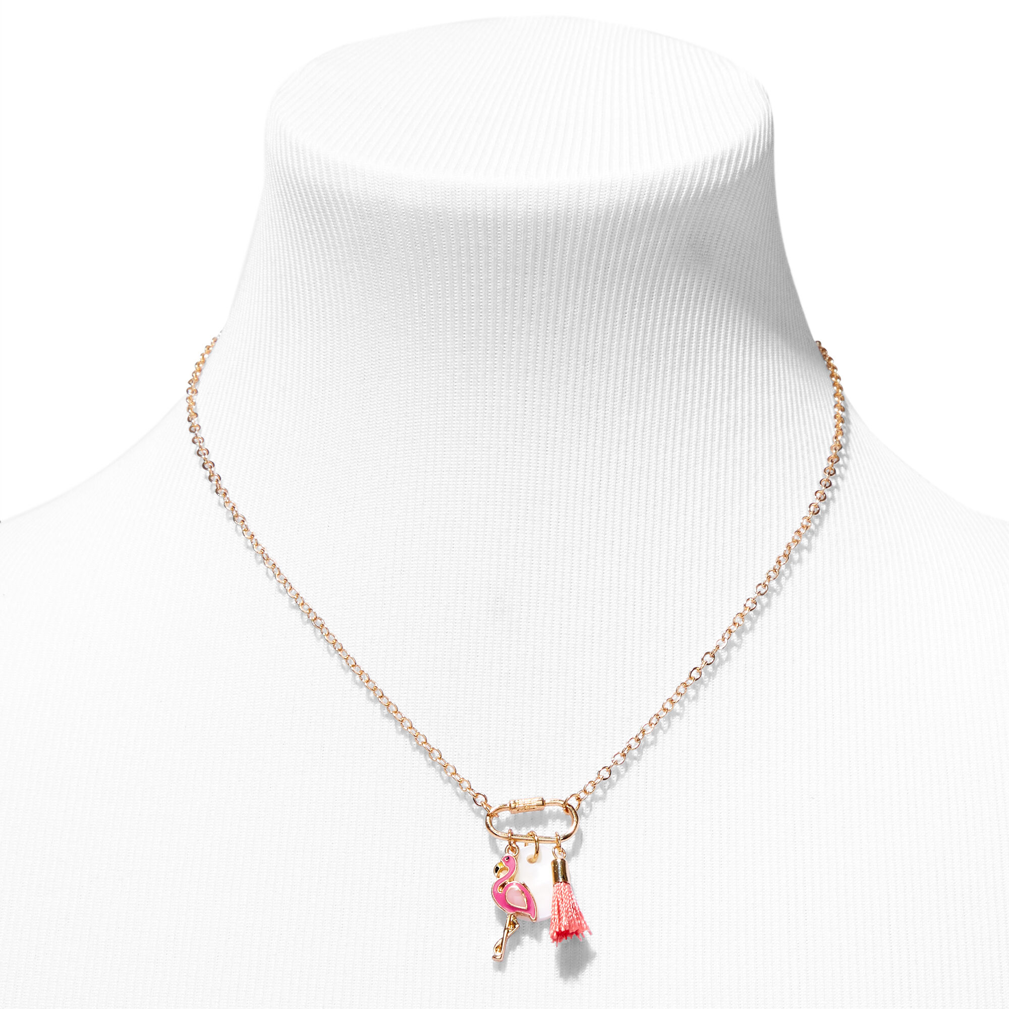 Pink Flamingo Carabiner Pendant Necklace,