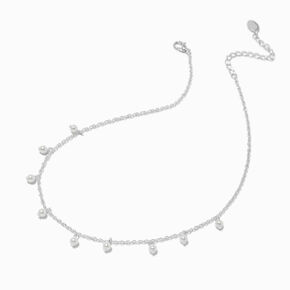 White Pearl Confetti Charm Necklace ,