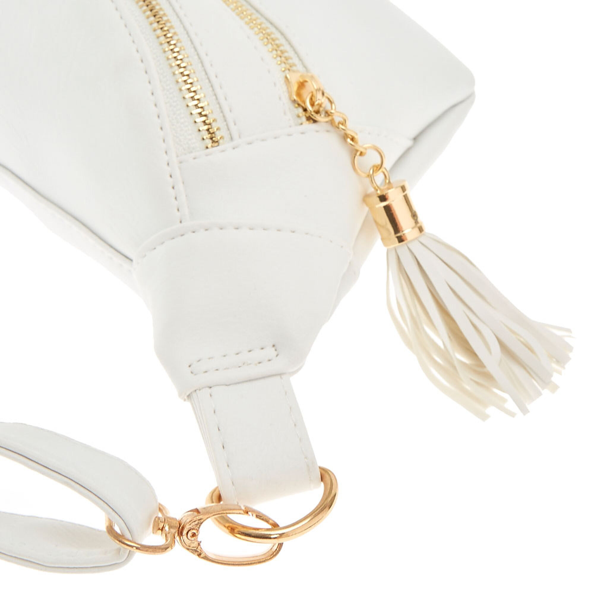 White Zip Front Faux Leather Fanny Pack | Claire&#39;s