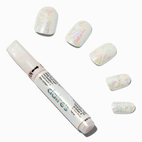Pastel Confetti Ripple Square Vegan Faux Nail Set - 24 Pack,