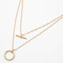 Gold Bar Circle Chain Multi Strand Necklace,