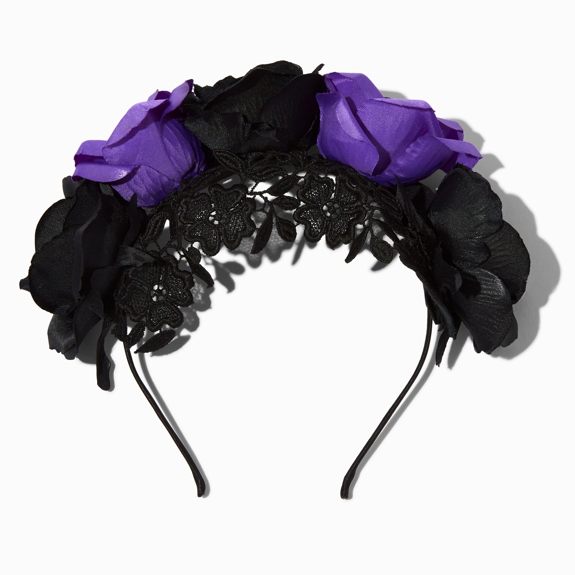 View Claires Purple Roses Headband Black information