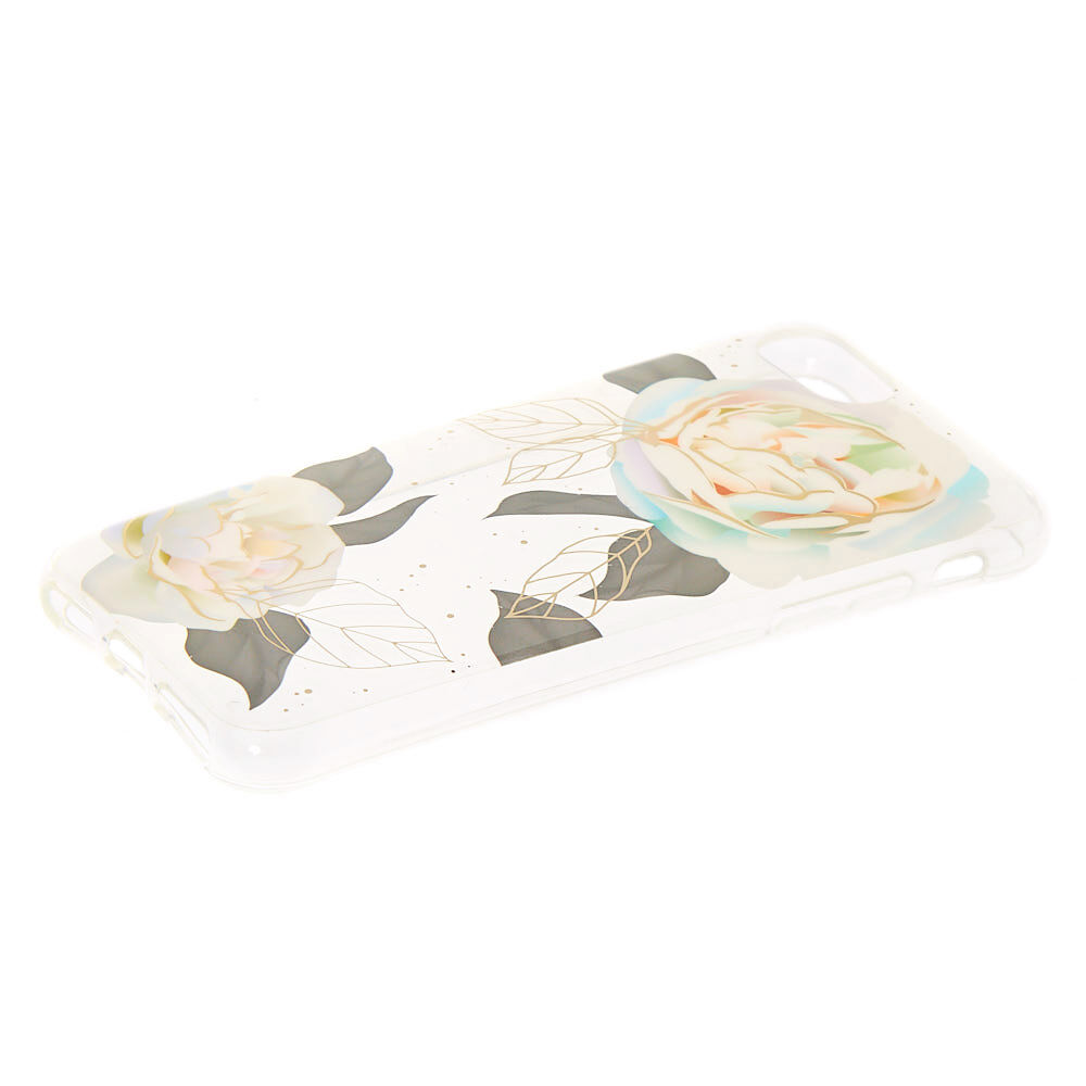 White Rose Clear Protective Phone Case - Fits iPhone 6/7/8/SE,