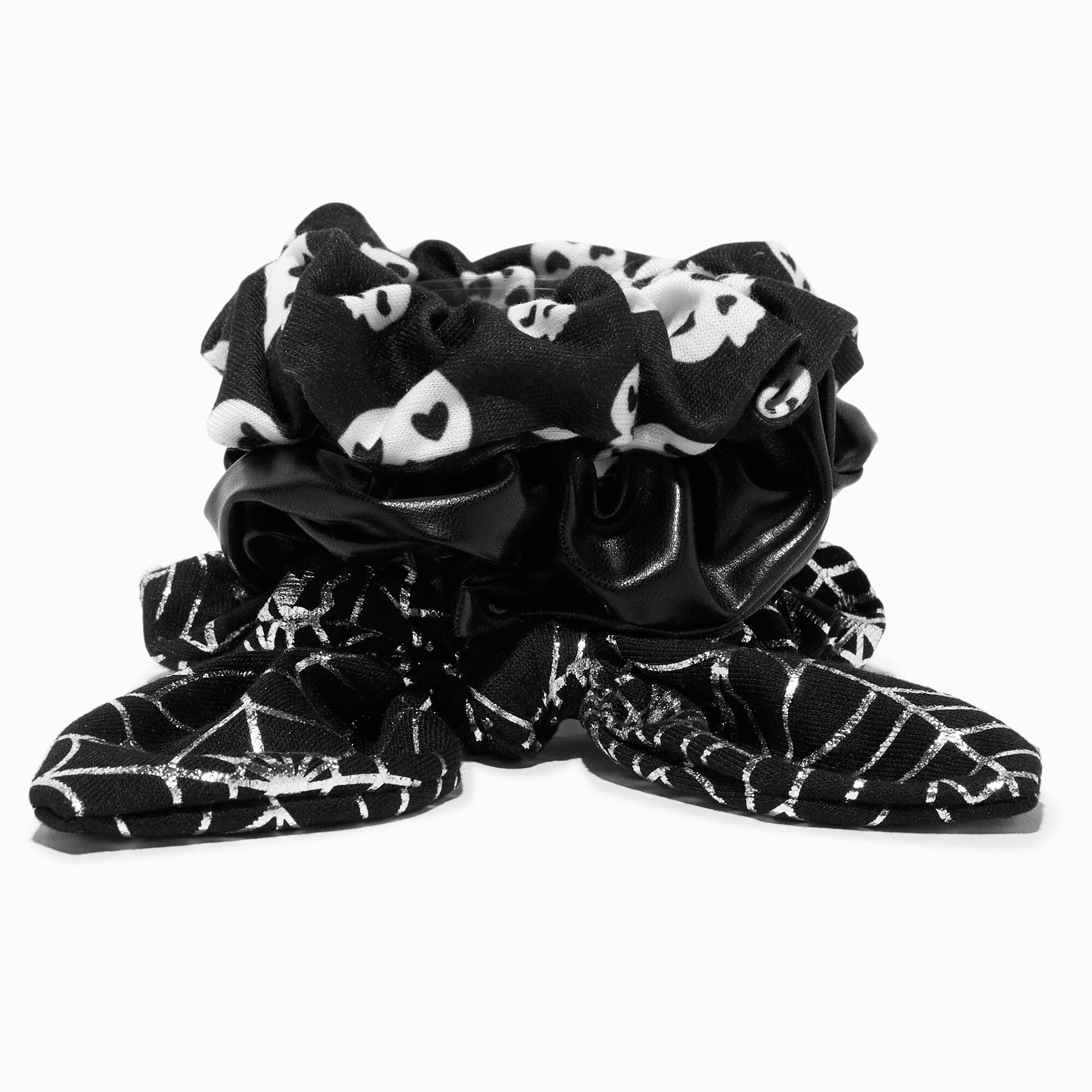 View Claires Halloween Skulls Spider Webs Hair Scrunchies 3 Pack Bracelet information