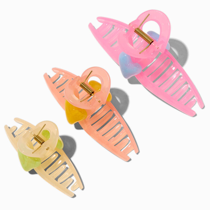 Pastel Loop Heart Hair Claws - 3 Pack,