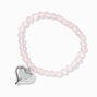 Puffy Heart Charm Pink Beaded Stretch Bracelet,