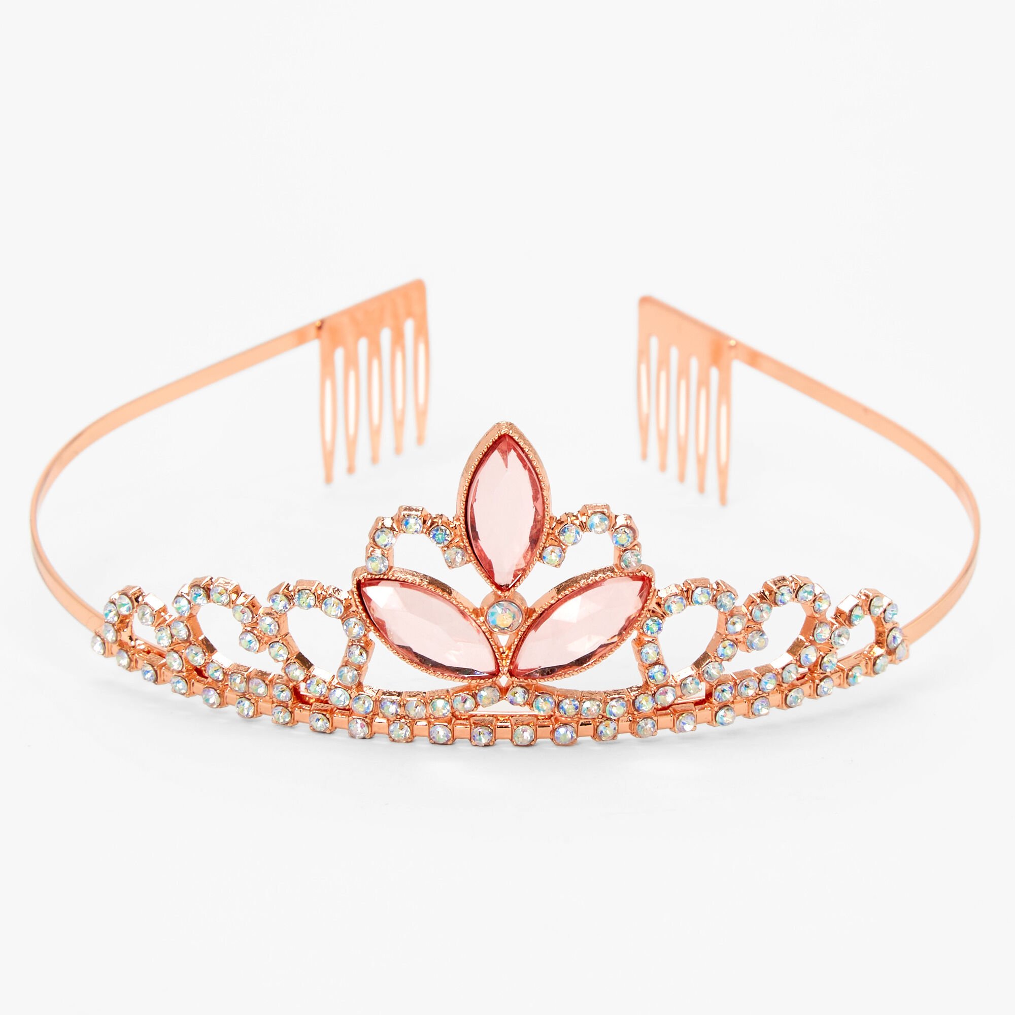 Claire's Club Rose Gold Tri Gem Tiara,