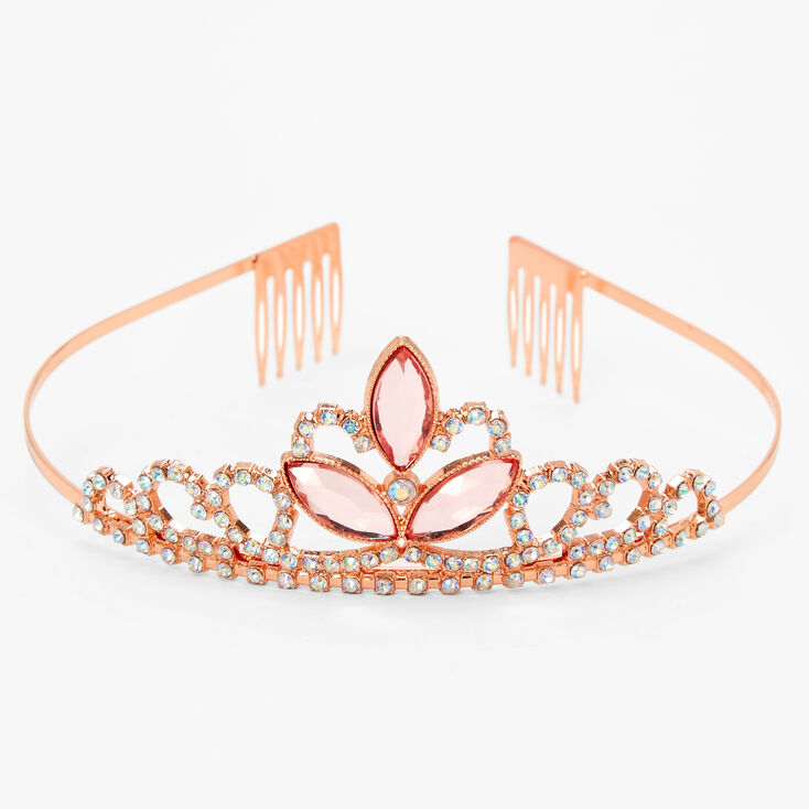 Claire&#39;s Club Rose Gold Tri Gem Tiara,