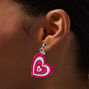 Pink Pulsating Heart 1.5&quot; Clip-On Drop Earrings,