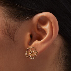 Gold-tone Wire Flower Stud Earrings,