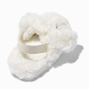 Claire&#39;s Club White Bunny Furry Slippers,