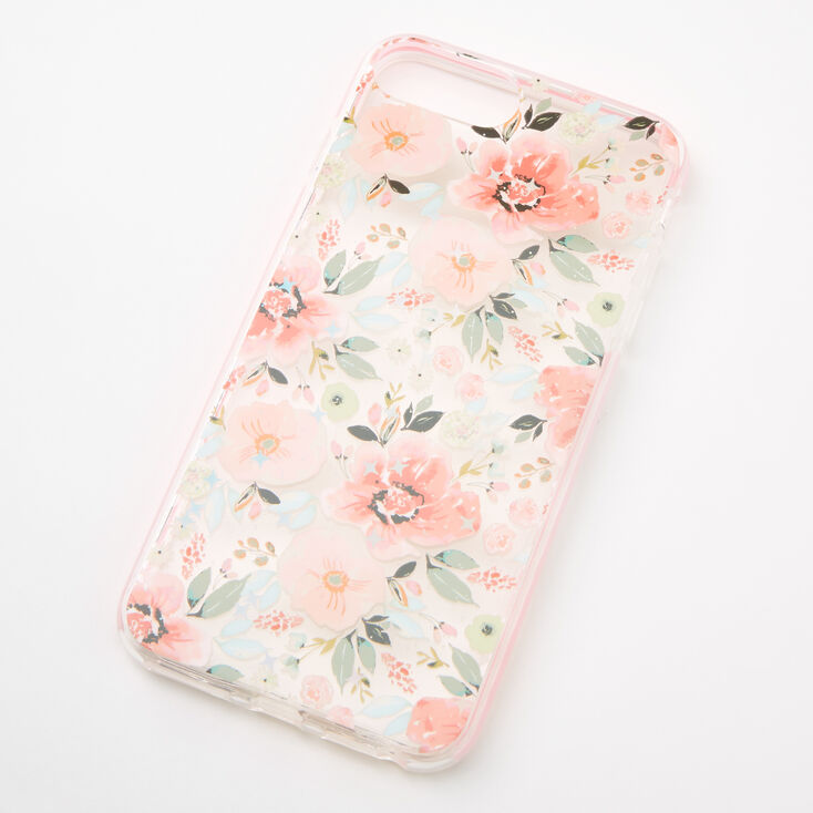 Claire's Coque de protection pour portable florale corail - Compatible avec iPhone 6/7/8 Plus