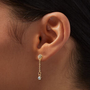 Gold-tone One Mixed Crystal Stud Earring Stack - 6 Pack,