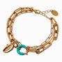 Gold-tone Enamel Shell Multi Strand Chain Bracelet,