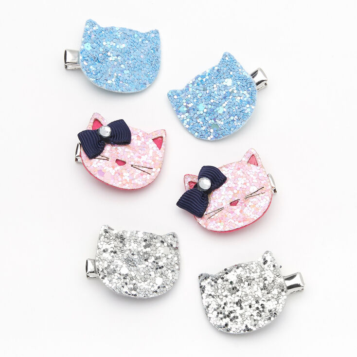 Claire&#39;s Club Pink Cat Head Hair Clips - 6 Pack,