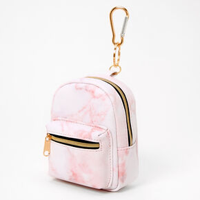 Pink Marble Mini Backpack Keyring,