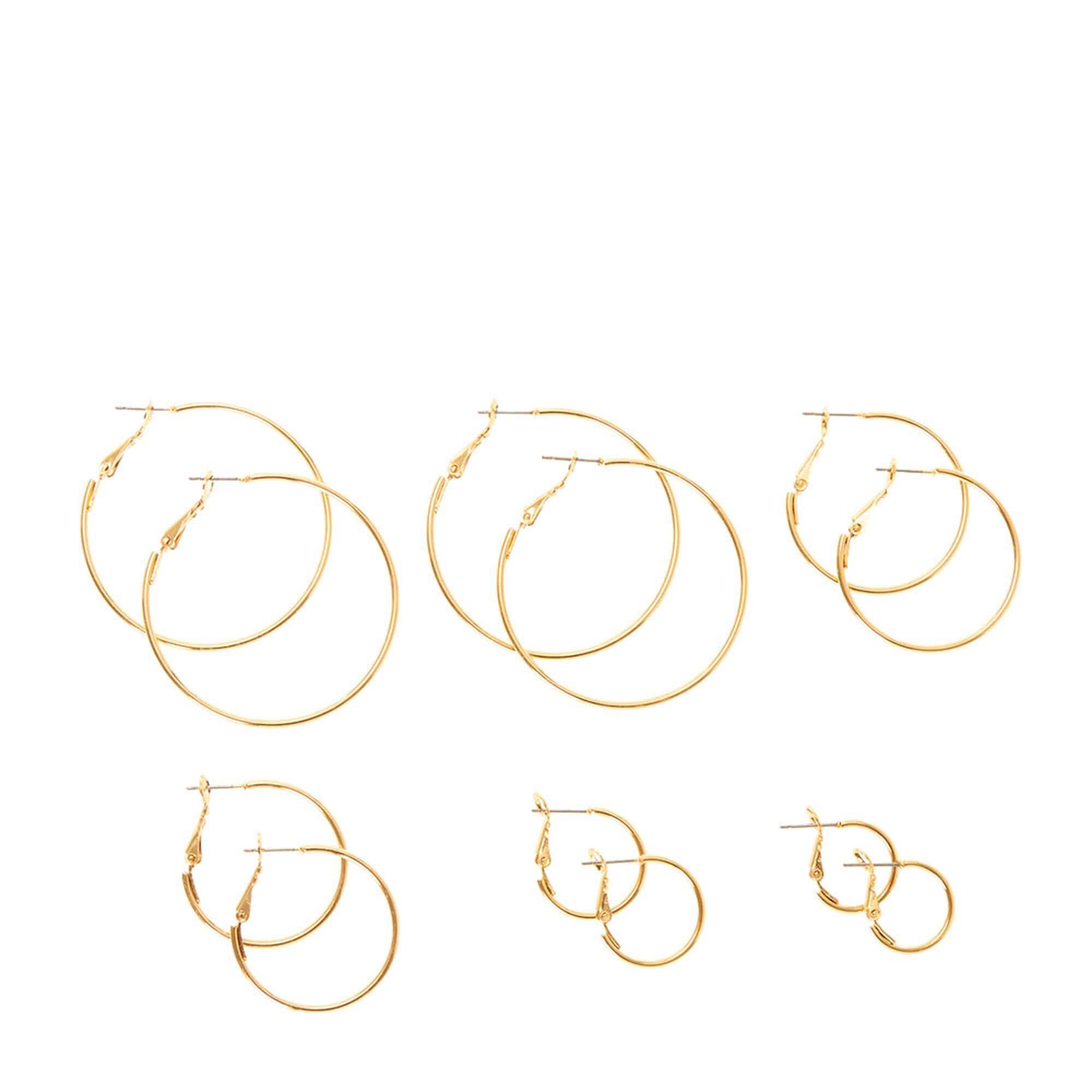 View Claires Graduated Thin Hoop Earrings Gold information