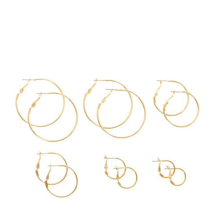 Graduated Thin Gold Hoop Earrings,