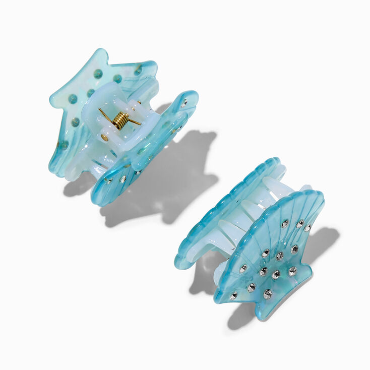 Iridescent Blue Seashell Hair Claws - 2 Pack