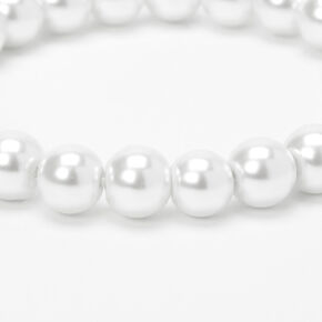 Classic Pearl Stretch Bracelet - White,