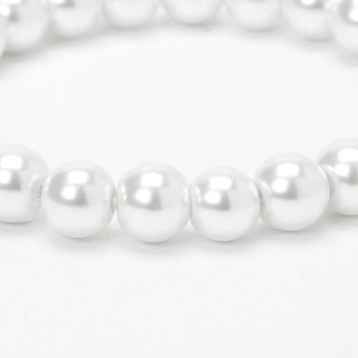 Bracelet &eacute;lastique avec perles d&#39;imitation classique - Blanc,