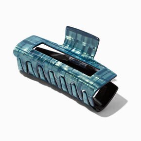 Teal Patterned Large Rectangle Hair Claw,