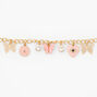 Gold Butterfly Evil Eye Charm Bracelet - Pink,