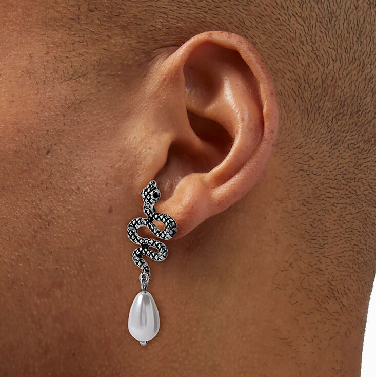 Snake Pearl Drop Earrings ,