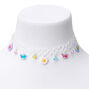 Butterflies &amp; Flowers Tattoo Choker Necklace - White,