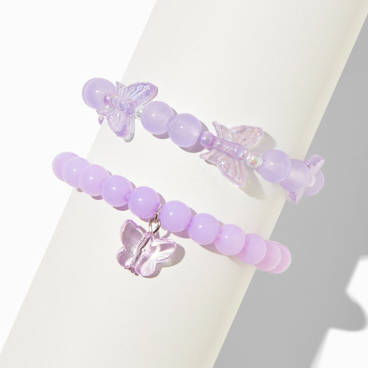 Purple Ombr&eacute; Butterfly Stretch Bracelets - 2 Pack,
