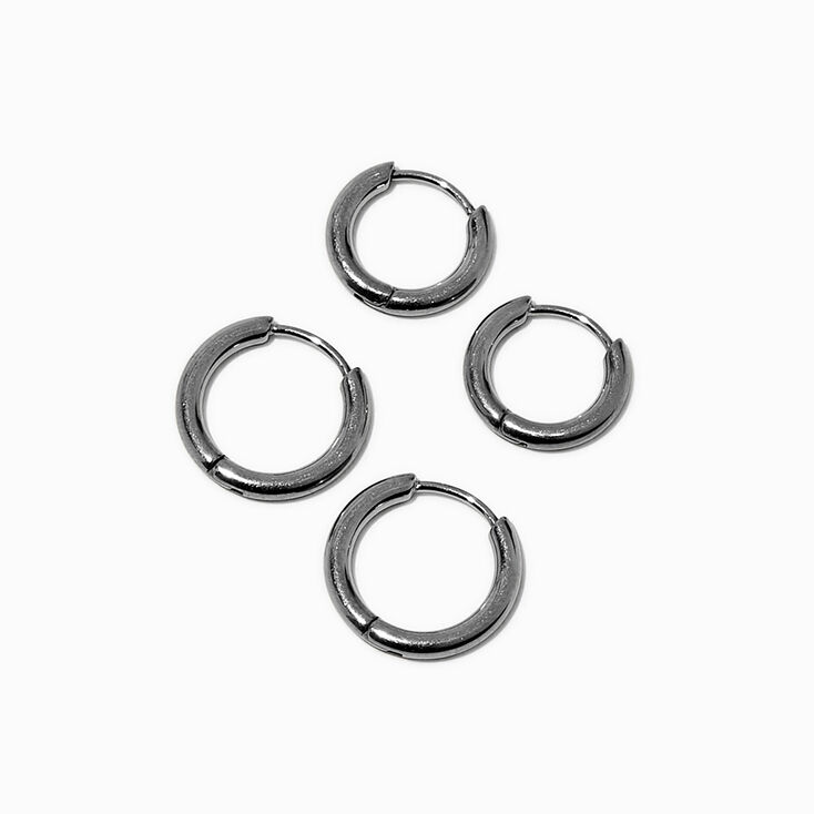 Silver-tone Titanium Hoop Earrings - 2 Pack,