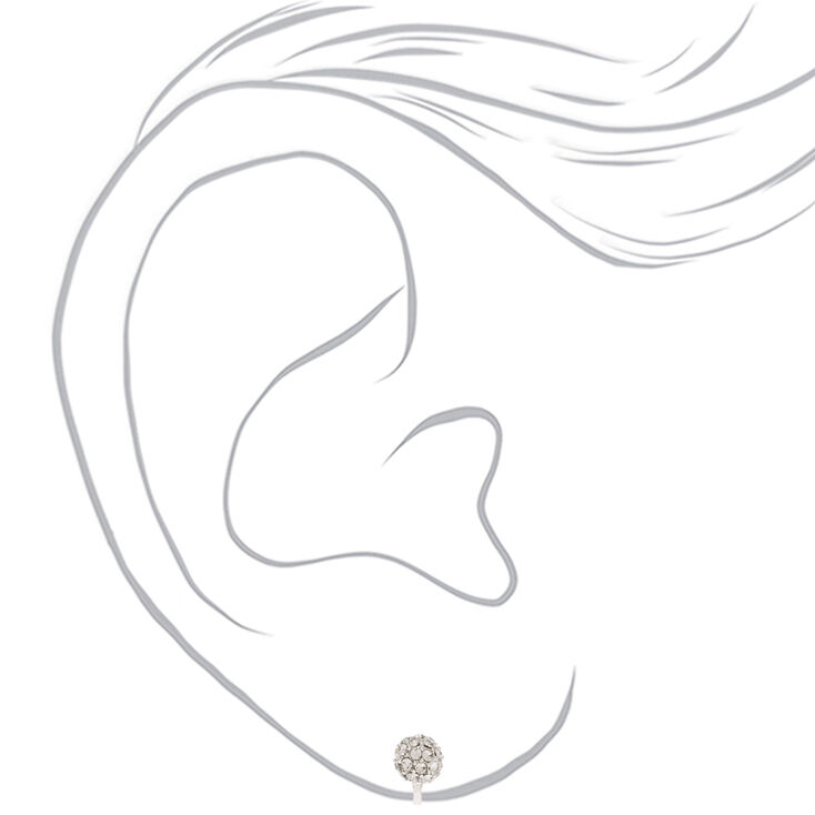 Silver Fireball Clip On Stud Earrings,