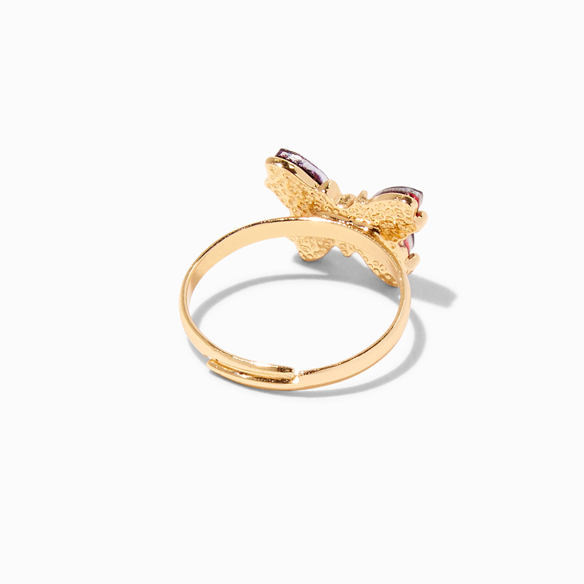 Butterfly Birthstone Gold-tone Adjustable Ring - January,