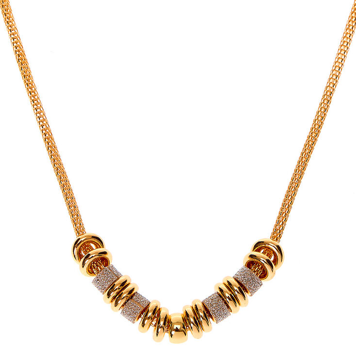 Claire's Collier de caractère anneaux paillettes dorées - Couleur argenté