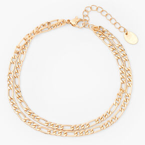 Gold Double Chain Link Anklet,